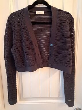 Babaton Open-Knit Cropped Cardigan Sweater - Black